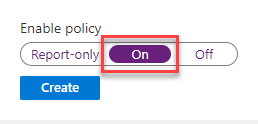 Captura de pantalla del control que está cerca de la parte inferior de la página web donde se especifica si la directiva está habilitada.