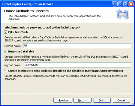 TableAdapter ですべてのデータ アクセス パターンを利用する