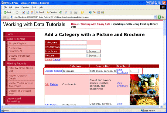 GridView には、BrochurePath の編集インターフェイスがありません