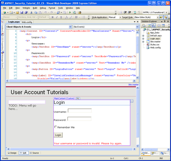 ログイン ページには、CheckBox、Button、および Label の 2 つの TextBox が含まれています