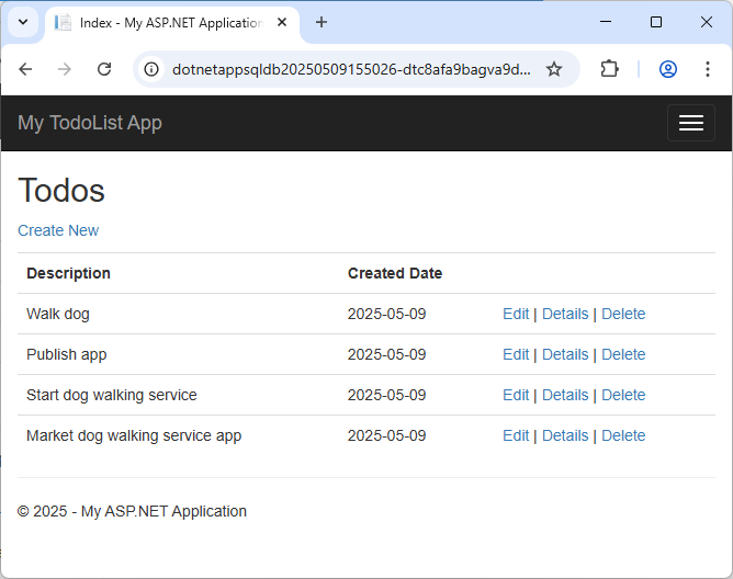 Azure App Service に発行された ASP.NET アプリケーション