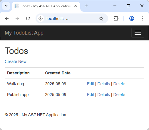 [新しい ASP.NET プロジェクト] ダイアログ ボックス