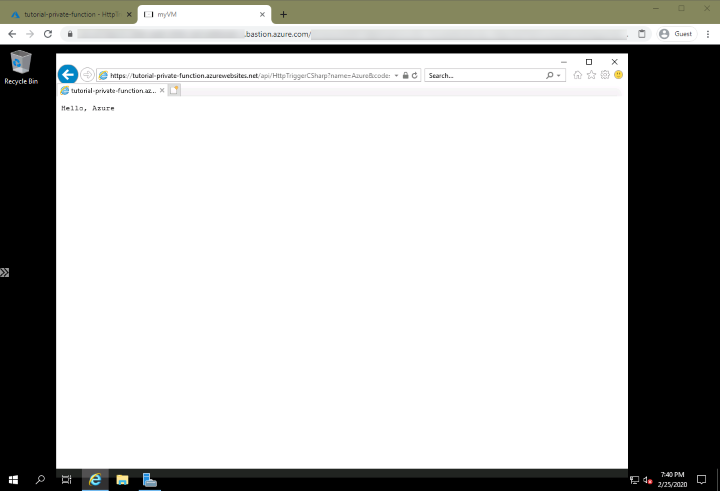 Azure Bastion 経由で Azure 関数にアクセスする