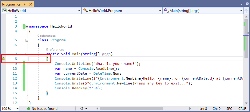 Visual Studio のステップ イン メソッド - C#