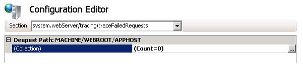 構成エディターを示すスクリーンショット。コレクションが強調表示され、Count = 0 と表示されます。