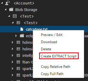 ショートカット メニューの [CREATE EXTRACT Script]\(抽出スクリプトの作成\) コマンド