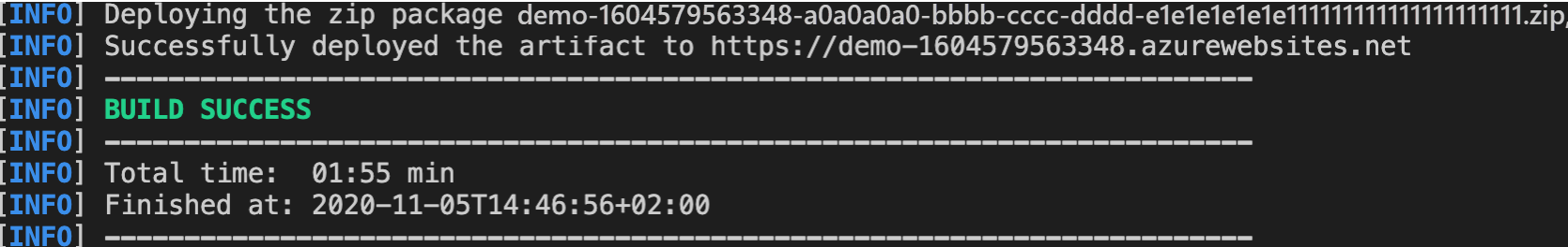 デプロイされたアプリケーションを示すスクリーンショット。