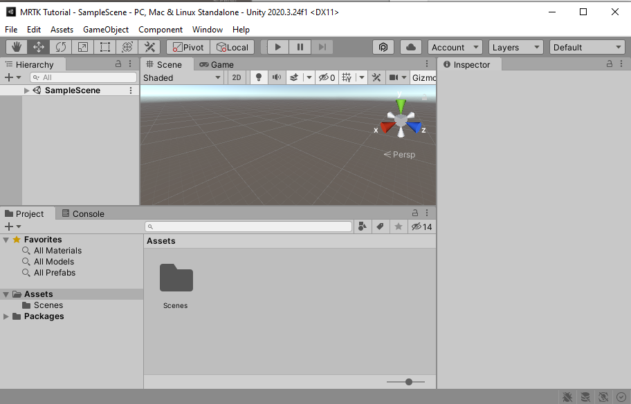 Unityで開いているプロジェクトのスクリーンショット。