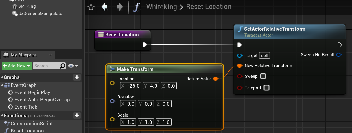 Reset Location (位置のリセット) 関数