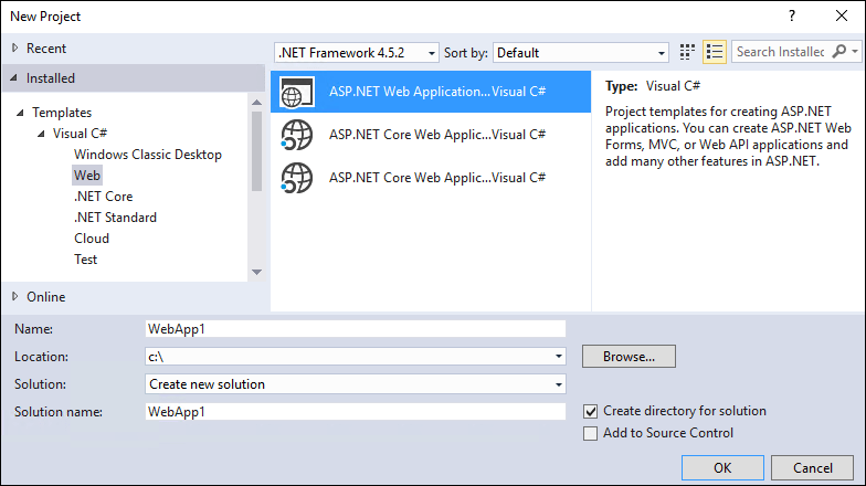Visual Studio“新建项目”对话框
