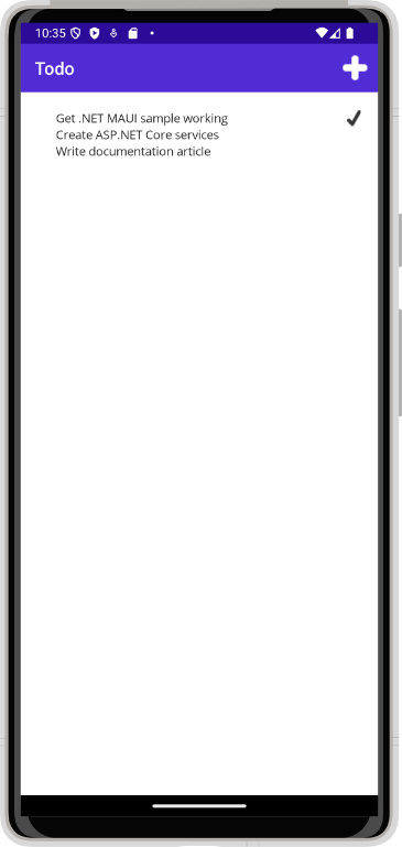 在 Android 智能手机上运行的 ToDoRest 应用程序