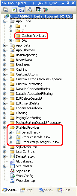 为网站地图 Provider-Related 教程添加 ASP.NET 页面