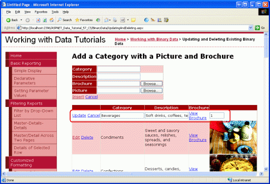 GridView 缺少适用于 BrochurePath 的编辑界面