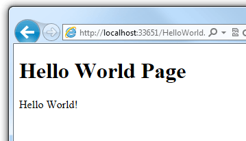 在浏览器中运行的“Hello World”页