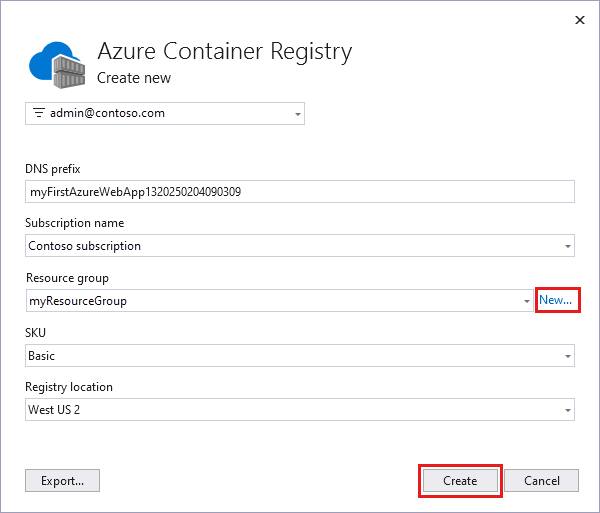 Azure 容器注册表详细信息的屏幕截图。