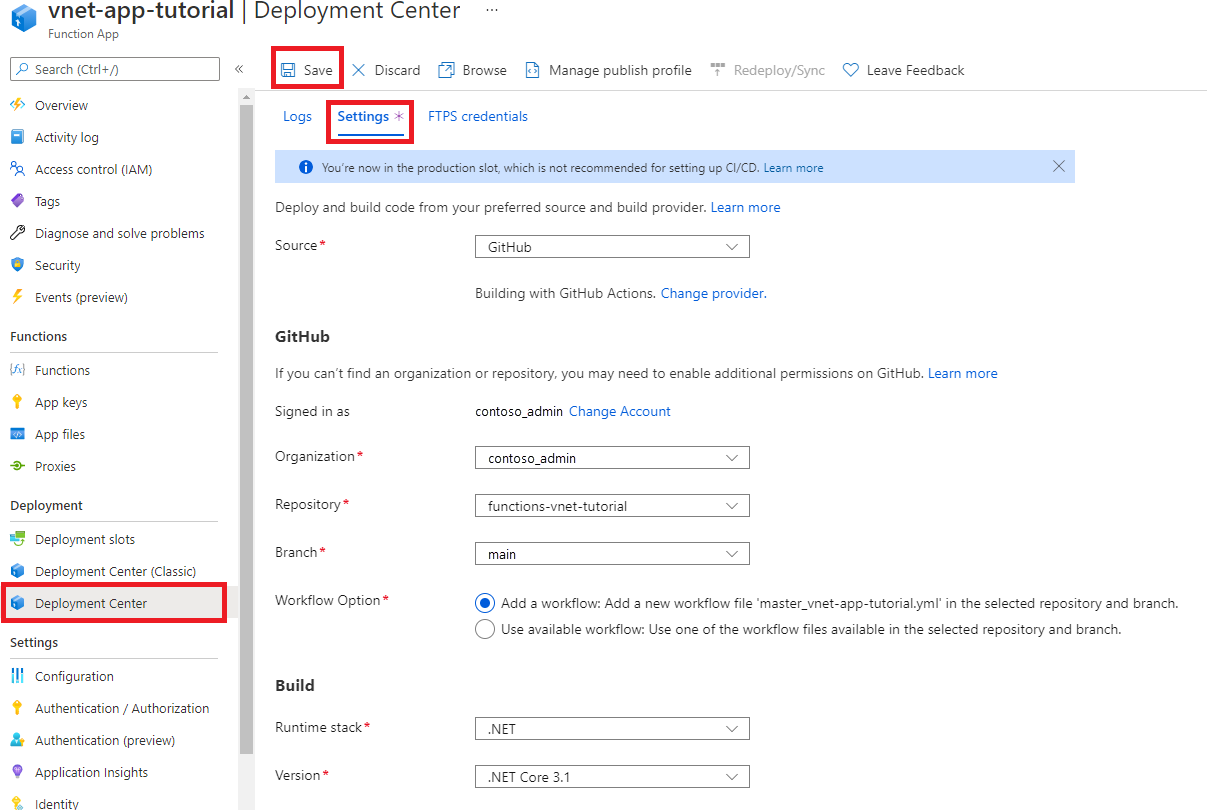 介绍如何通过门户部署 Azure Functions 代码的屏幕截图。
