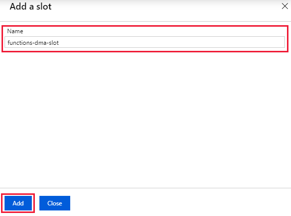 屏幕截图显示了命名 Azure Functions 部署槽位。