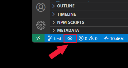 Visual Studio Code 状态栏，推送图标突出显示。