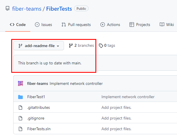 GitHub 存储库主页上新分支文件的屏幕截图。