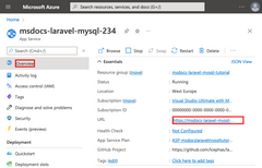 显示如何从 Azure 门户启动应用服务的屏幕截图。