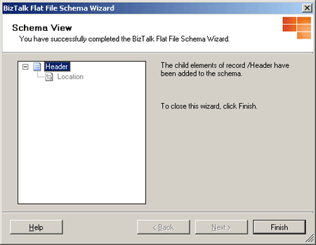 显示已完成标头架构ffwiz_header_schema_view的架构视图