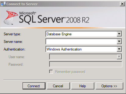 SQL Server 登录屏幕