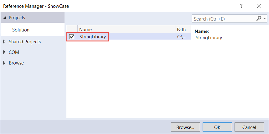 选择了“StringLibrary”的“引用管理器”对话框