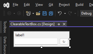 支持 Windows 窗体的 Visual Studio，显示刚刚设计的用户控件。
