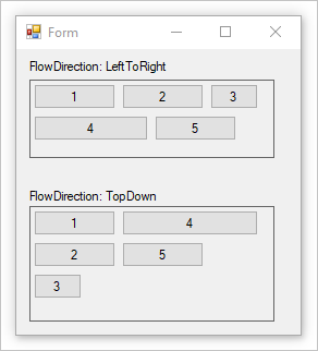 具有两个流面板控件的 Windows 窗体。