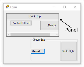 具有面板和组框的 Windows 窗体。