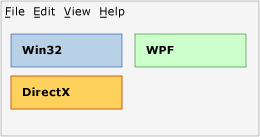 混合 Win32、DirectX 和 WPF 的应用程序示例。