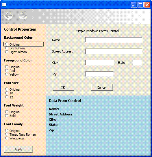 显示 WPF 页面中嵌入的控件的屏幕截图。