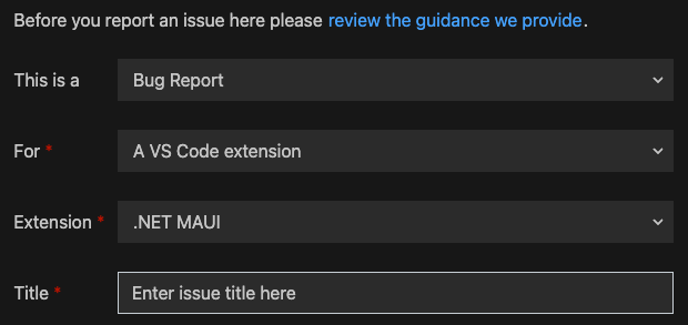 Visual Studio Code 中报表问题对话框的图片