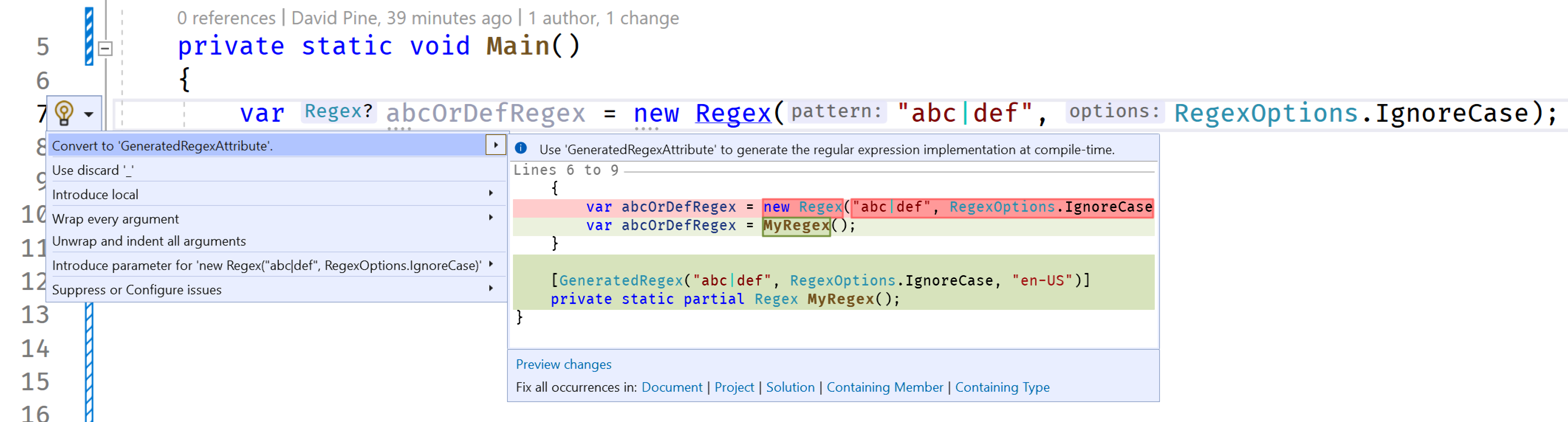RegexGenerator 分析器和修复程序