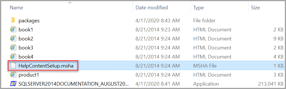 SQL Server 2014 帮助文档设置文件