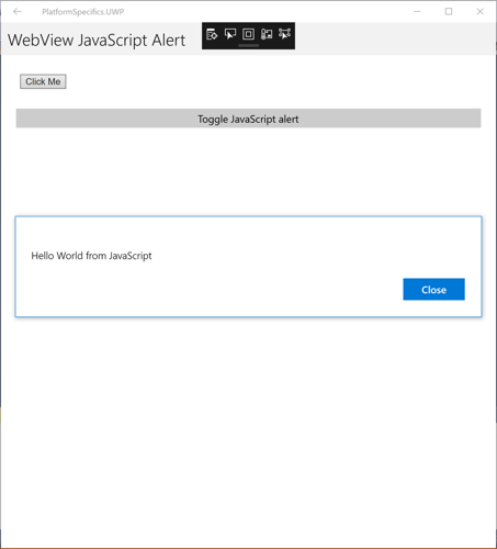 特定于 WebView JavaScript 警报平台