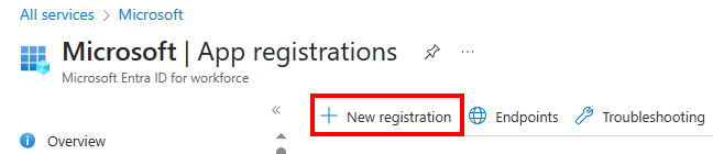 Azure 门户中“应用注册”窗格的屏幕截图。