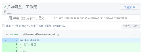 GitHub 的屏幕截图，其中显示了生产环境的部署详细信息，其中包含提交列表。