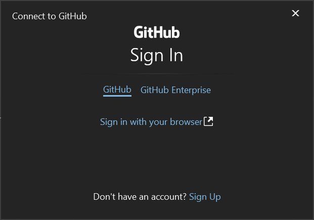显示使用 GitHub Enterprise 登录的屏幕截图。