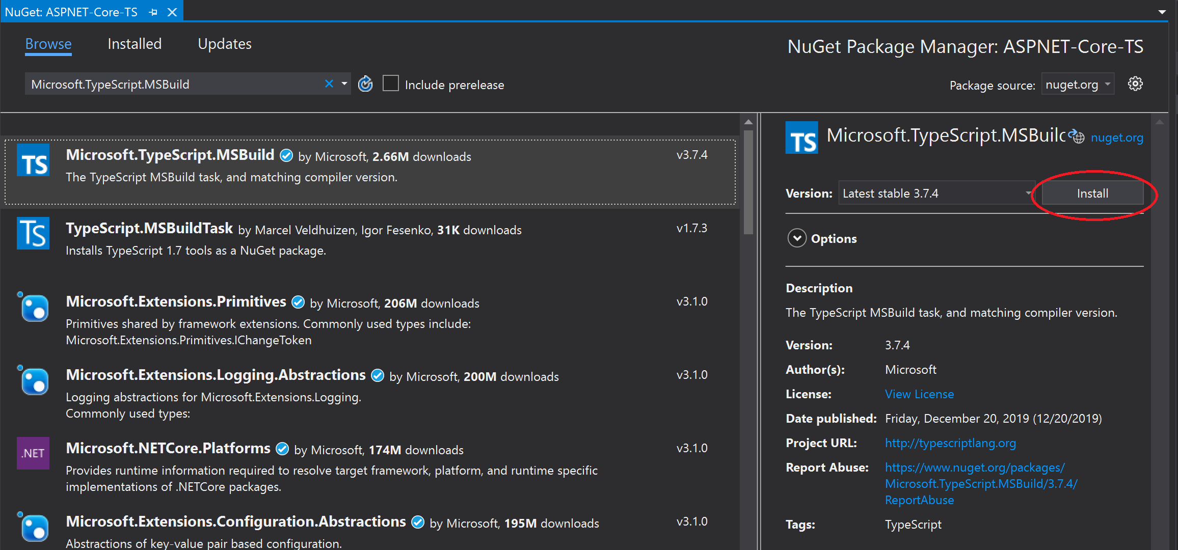 添加 NuGet 包