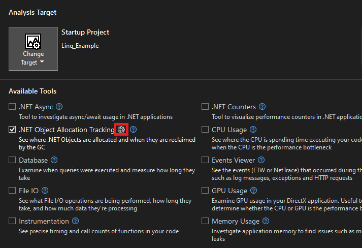 .NET 分配工具的设置的屏幕截图。